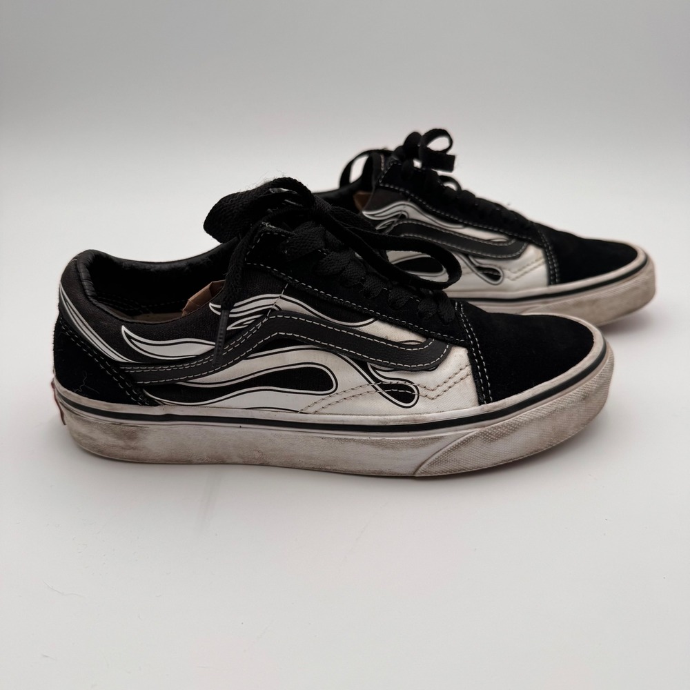 Vans Old Skool Flame Black White Skate Shoes Mens 5 Womens 6.5 751505